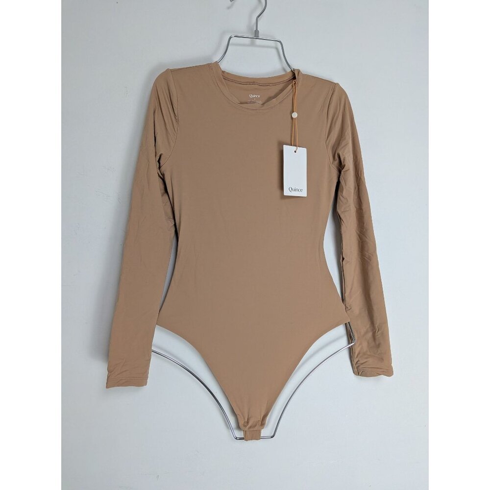 Quince 2-Square Neck/Crew Neck Bodysuits Mocha/Cocoa Women XS -NEW